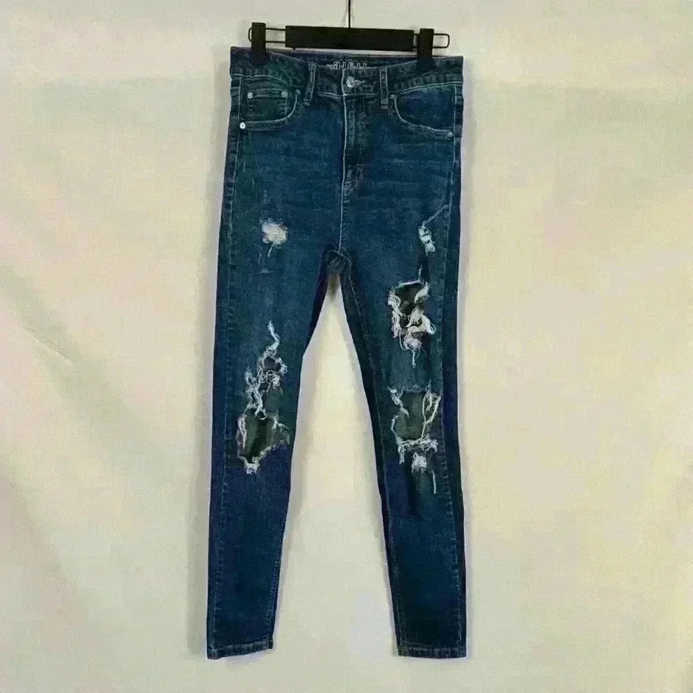 High Rise Distressed Skinny Jeans